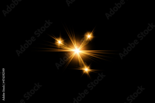 Abstract lighiting lens flare light gold