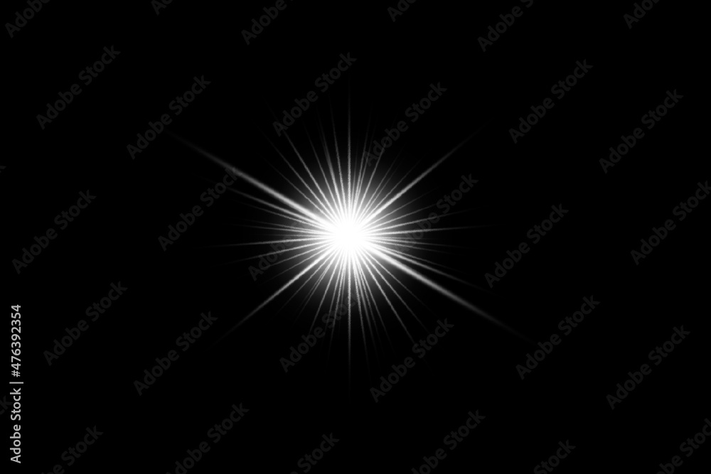 White glowing digital lens flare transparent Isolated