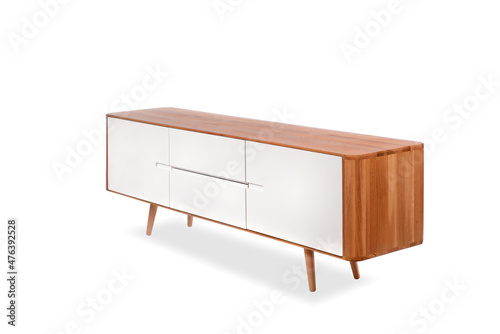 Fototapeta Naklejka Na Ścianę i Meble -  simple wood furniture on white backdrop