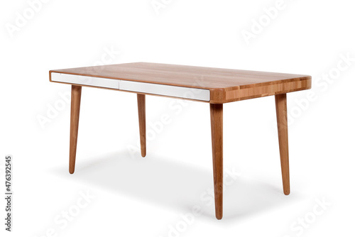 oak table on white bakground