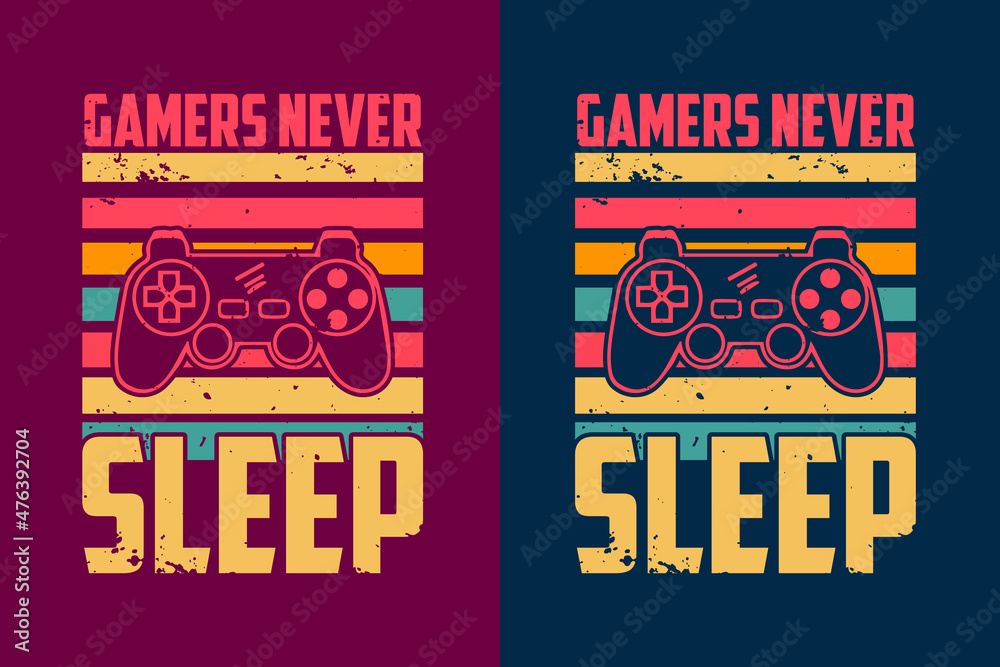 Fototapeta premium Retro vintage t shirt, Retro gaming t shirt design, Gaming t shirt design, Gamer design, Vintage retro t shirt design, Retro gaming typography t shirt design, Retor vintage gaming lettering t shirt
