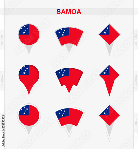 Samoa flag, set of location pin icons of Samoa flag. Free Download Samoa flag, set of location pin icons of Samoa flag. - GFXLoad