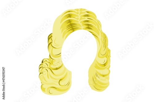 Trendy woman long hair golden colour . isolated on white background.