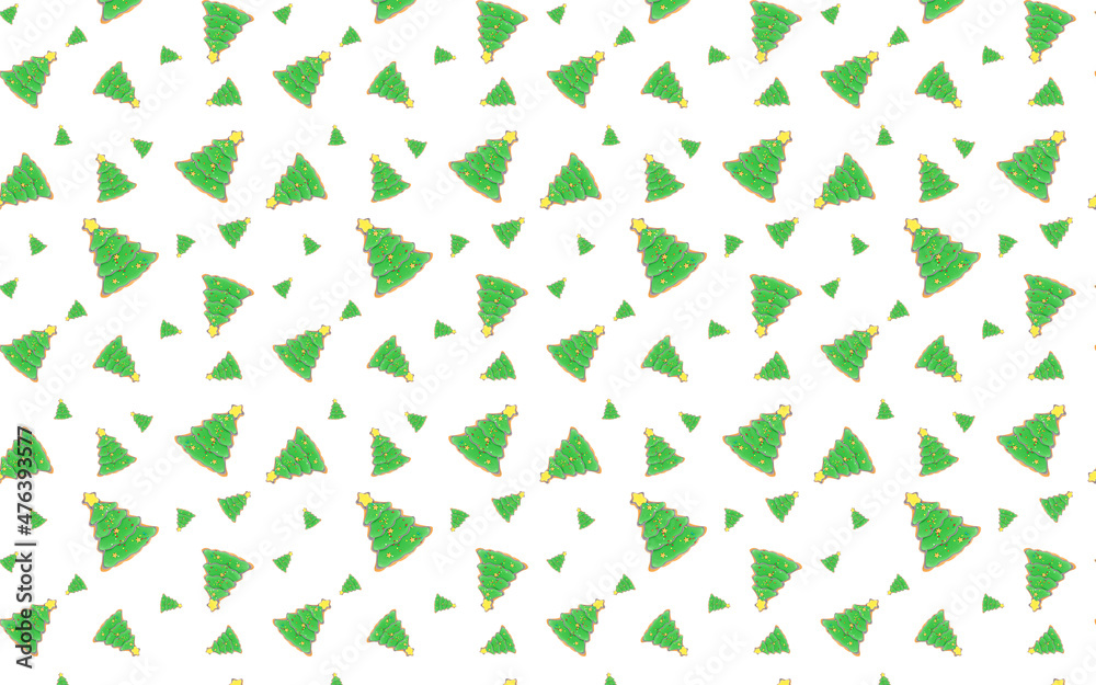 seamless pattern on white background green christmas tree