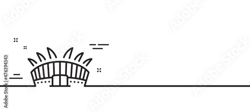 Arena stadium line icon. Sport complex sign. Championship building symbol. Minimal line illustration background. Arena stadium line icon pattern banner. White web template concept. Vector