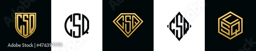 Initial letters CSQ logo designs Bundle