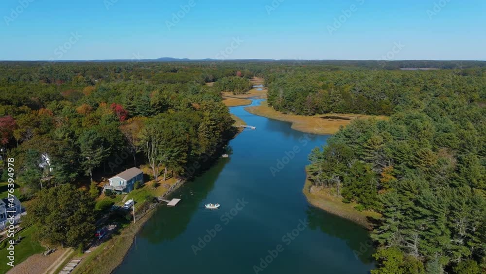 Chauncey Creek aerial view in fall between Gerrish Island and Kittery Point in town of Kittery, Maine ME, USA. Chauncey Creek aerial view in fall between Gerrish Island and Kittery Point in town of Kittery, Maine ME, USA.