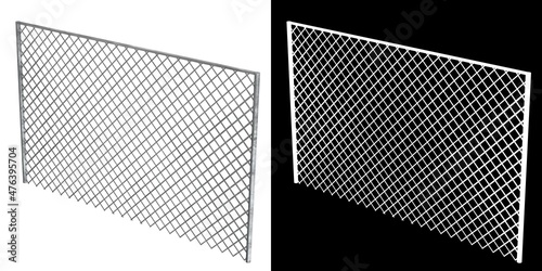 3D rendering illustration of a chain link fence