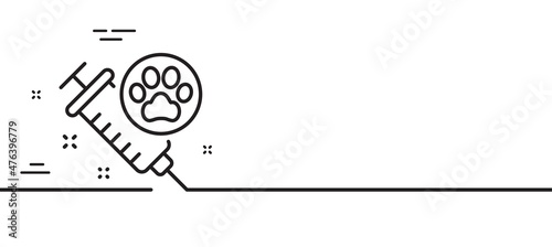 Dog vaccination line icon. Veterinary clinic sign. Pets care symbol. Minimal line illustration background. Dog vaccination line icon pattern banner. White web template concept. Vector