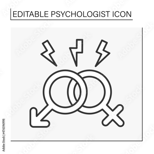  Therapy line icon. Psychotherapy. Communication about secual activity. Sex therapist. Psychologist concept. Isolated vector illustration. Editable stroke