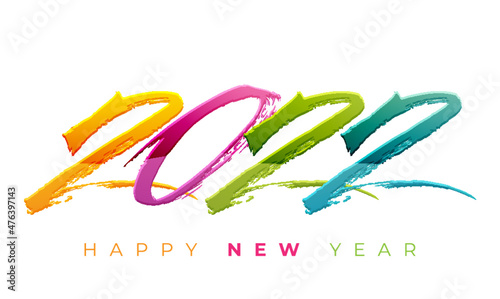 Colorful 2022 in brush style for new year celebration