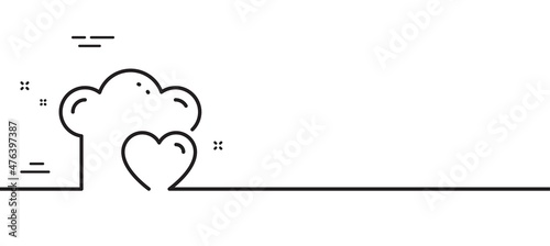 Cooking hat line icon. Chef sign. Love food preparation symbol. Minimal line illustration background. Love cooking line icon pattern banner. White web template concept. Vector