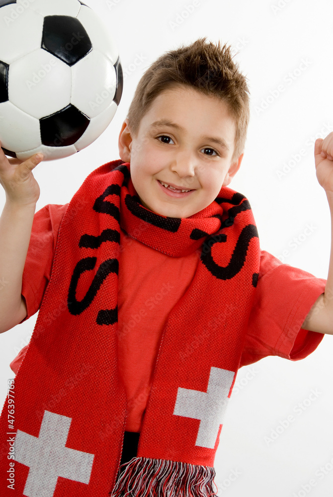 Junge, 7 Jahre, als österreichischer Fußballfan Stock Photo | Adobe Stock