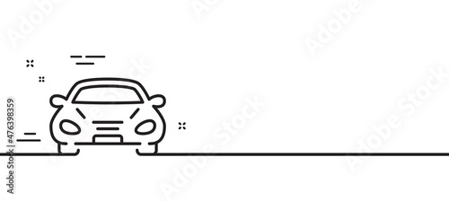 Car transport line icon. Transportation vehicle sign. Driving symbol. Minimal line illustration background. Car line icon pattern banner. White web template concept. Vector