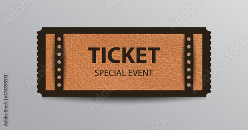 Vector stub ticket template with cardboard background and black borders