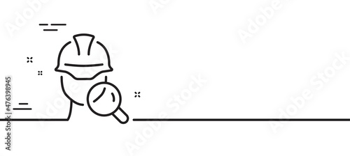 Inspect line icon. Builder quality sign. Constructor verification symbol. Minimal line illustration background. Inspect line icon pattern banner. White web template concept. Vector