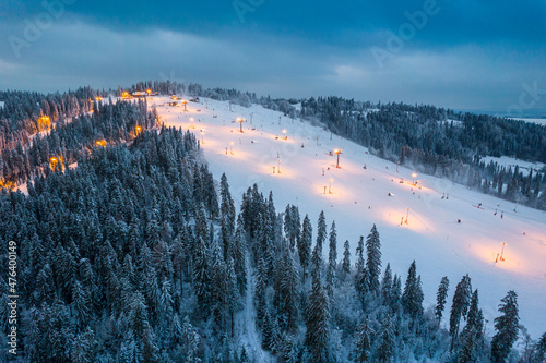 Bialka Tatrzanska Ski Resort at Night in Poland