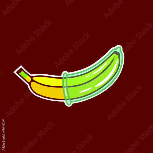 Banana With Condom Safe Sex 
Campaign Vector Illustration - Vector