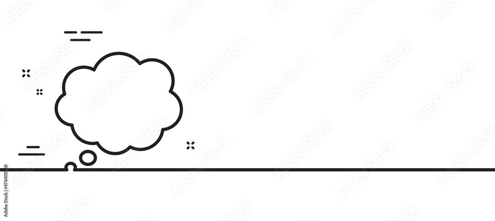 Fototapeta premium Comic Speech bubble line icon. Chat sign. Communication or Comment symbol. Minimal line illustration background. Comic message line icon pattern banner. White web template concept. Vector