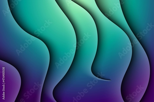 abstract colorful green purple gradient wavy shape dynamic light and shadow background.eps10 vector