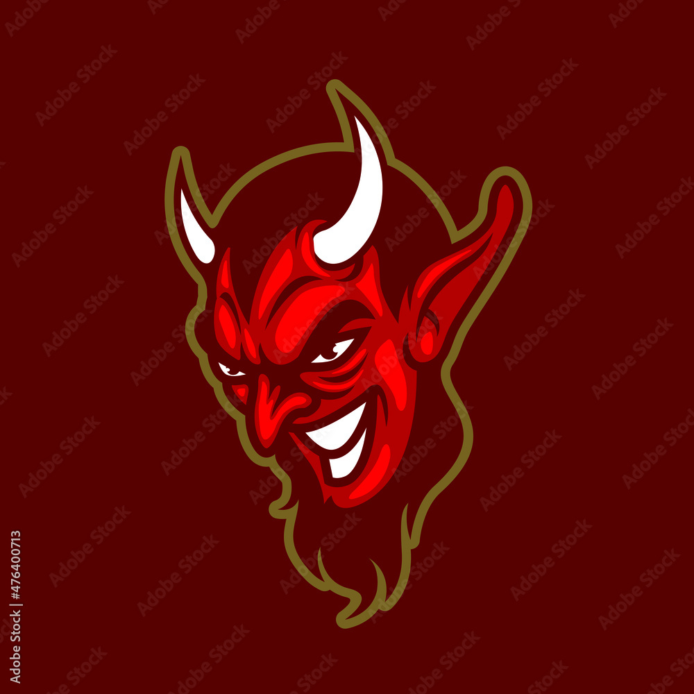 Angry Smile Devil Mascot Logo Vector Illustration For Sport and Esport Team - Vector 