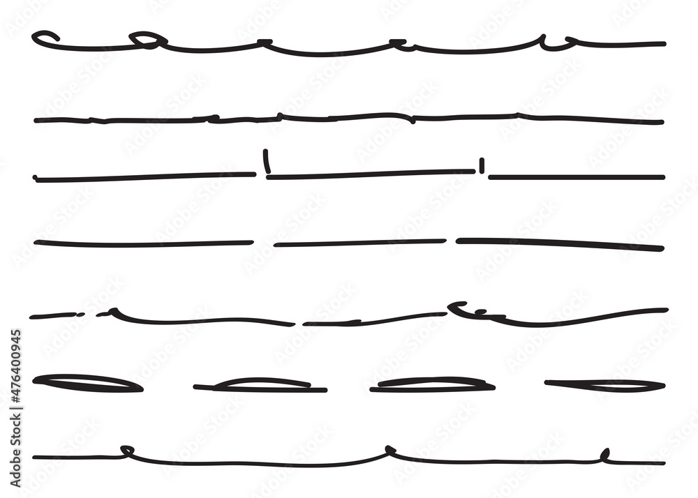 Lines hand drawn vector set isolated on white background. Collection of doodle lines, hand drawn template. Black marker and grunge brush stroke lines, vector illustration Lines hand drawn vector set isolated on white background. Collection of doodle lines, hand drawn template. Black marker and grunge brush stroke lines, vector illustration