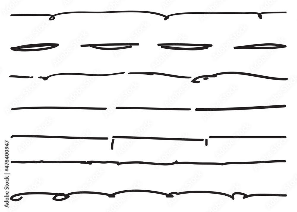 Lines hand drawn vector set isolated on white background. Collection of doodle lines, hand drawn template. Black marker and grunge brush stroke lines, vector illustration Lines hand drawn vector set isolated on white background. Collection of doodle lines, hand drawn template. Black marker and grunge brush stroke lines, vector illustration