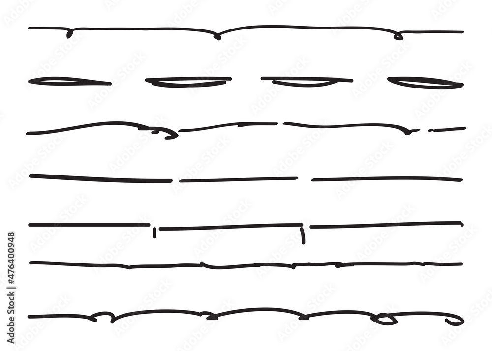 Lines hand drawn vector set isolated on white background. Collection of doodle lines, hand drawn template. Black marker and grunge brush stroke lines, vector illustration Lines hand drawn vector set isolated on white background. Collection of doodle lines, hand drawn template. Black marker and grunge brush stroke lines, vector illustration