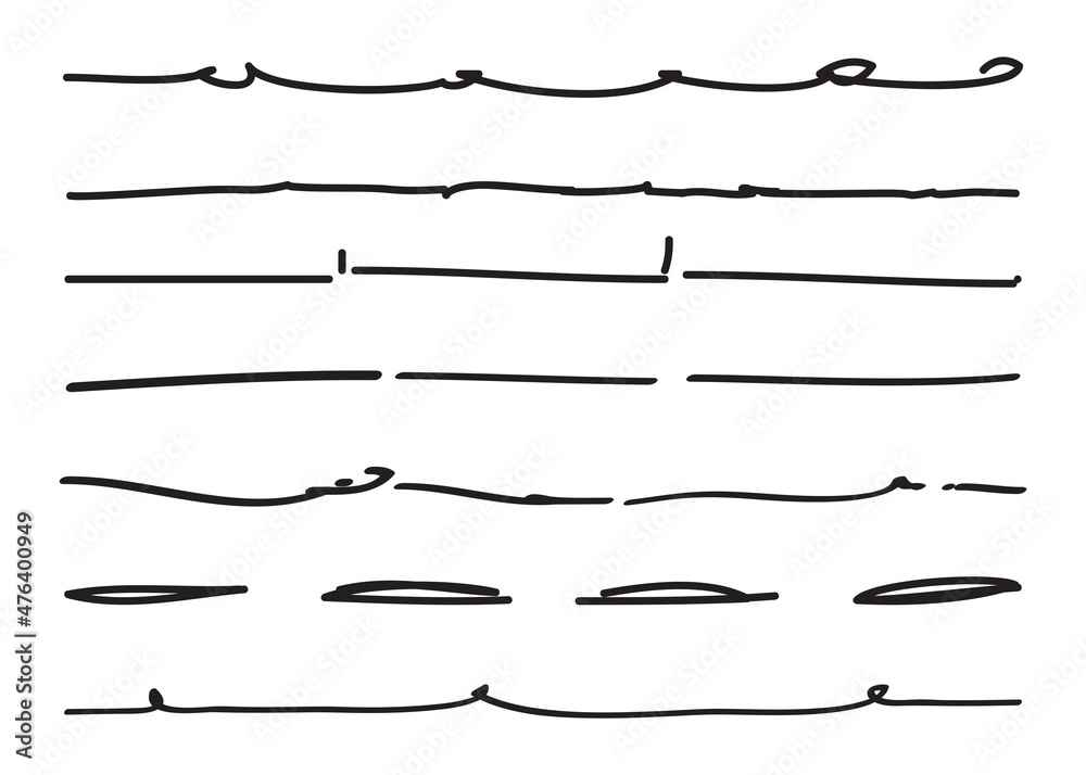 Lines hand drawn vector set isolated on white background. Collection of ...