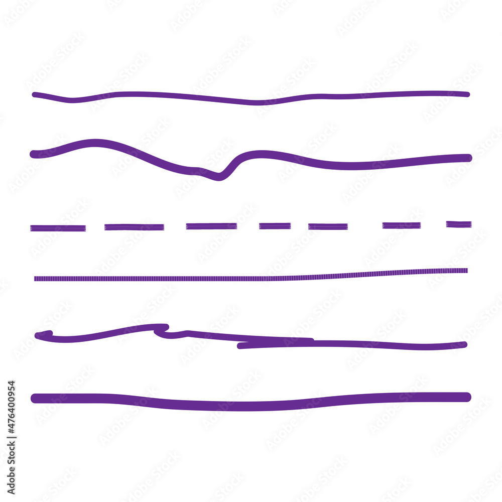 Lines hand drawn vector set isolated on white background. Collection of ...