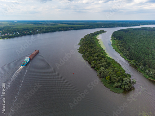 Flight over the river, river in the forest from a bird eye view