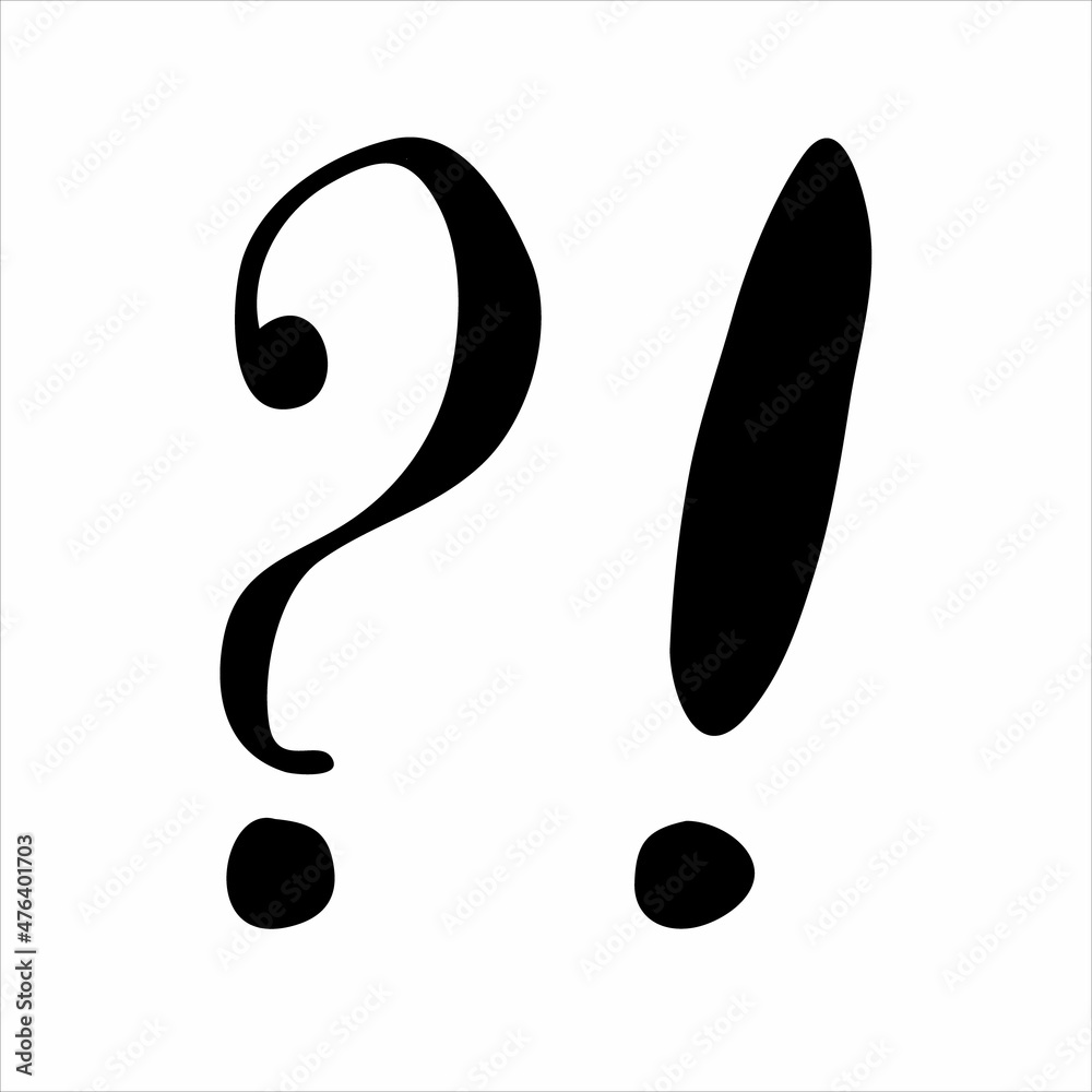 Hand drawn question and exclamation mark doodle element for design concept Hand drawn question and exclamation mark doodle element for design concept