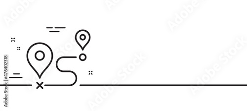 Journey line icon. Road path sign. Route map distance symbol. Minimal line illustration background. Journey line icon pattern banner. White web template concept. Vector