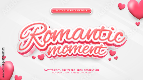 Font effect Romantic text style valentine 3d modern script. eps vector file