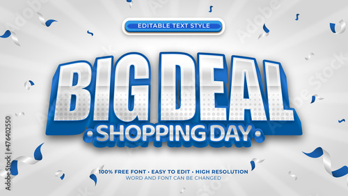 Font effect Big deal shopping day text style 3d. eps vector file