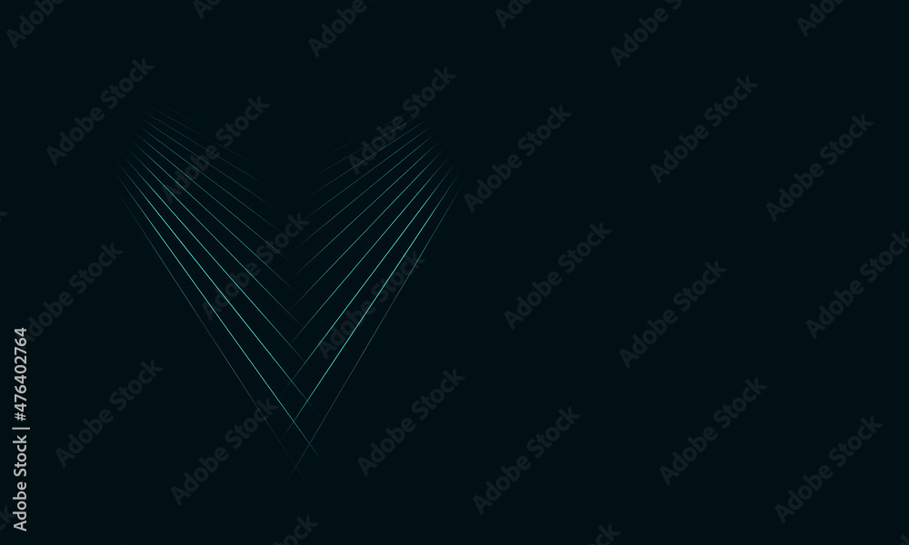 Laser beams in turquoise glow on dark background. 3d digital dimension of mystery. Minimal simple geometry for creative design ideas. Great as banner, print for electronics, cover, blank or template.