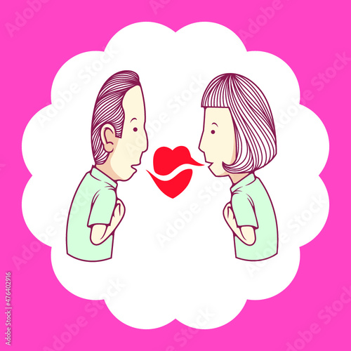 Cartoon Illustration of Young Couple In Love  Sharing a Meaningful Conversation - Vector