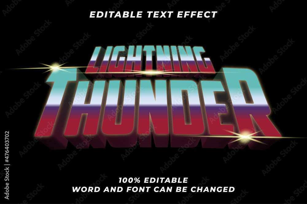 Lightning Thunder text effect - obrazy, fototapety, plakaty 