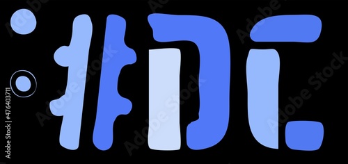 DC Hashtag. Isolate curves doodle letters. Blue colors. Hashtag #DC is abbreviation for the US American District of Columbia for social network, web resources, mobile apps.