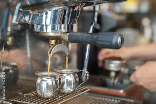 Espresso brewing from a coffee machine
