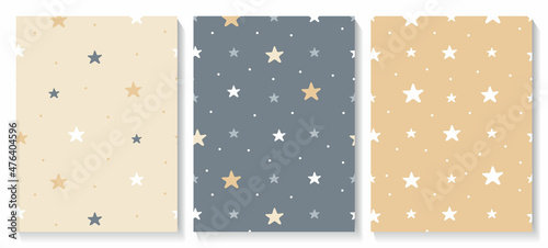 Set of seamless patterns with cute  stars