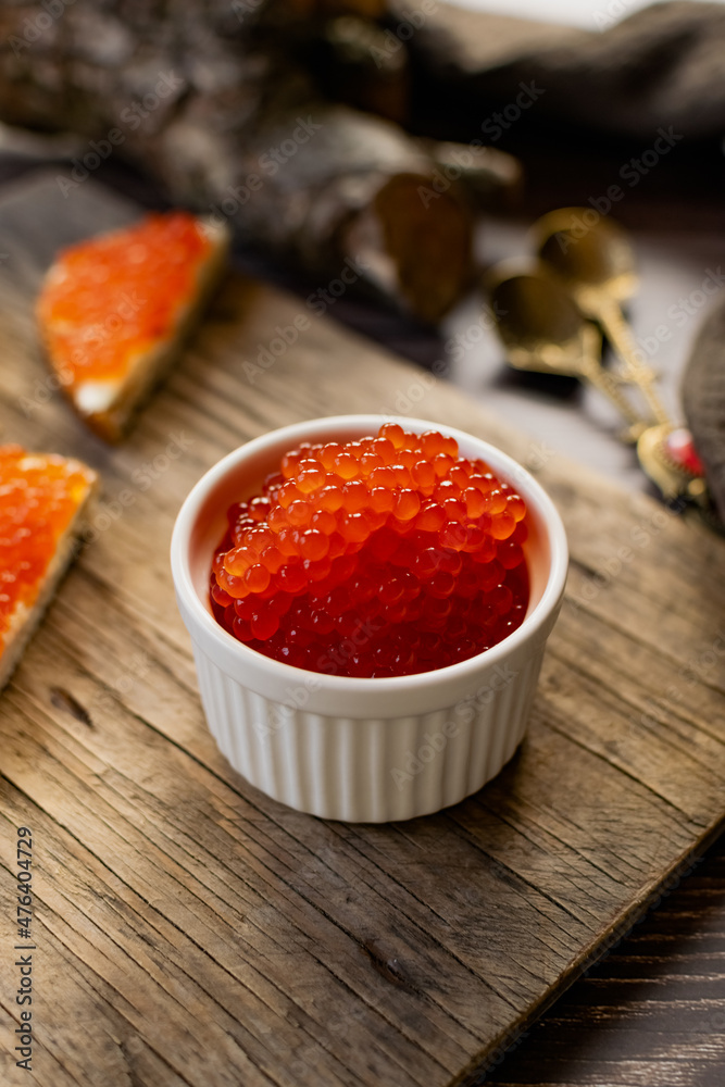 red caviar in a bowl red caviar in a bowl