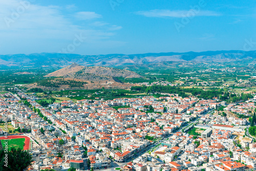 landscape of Nafplio town Argolis Greece - drone view