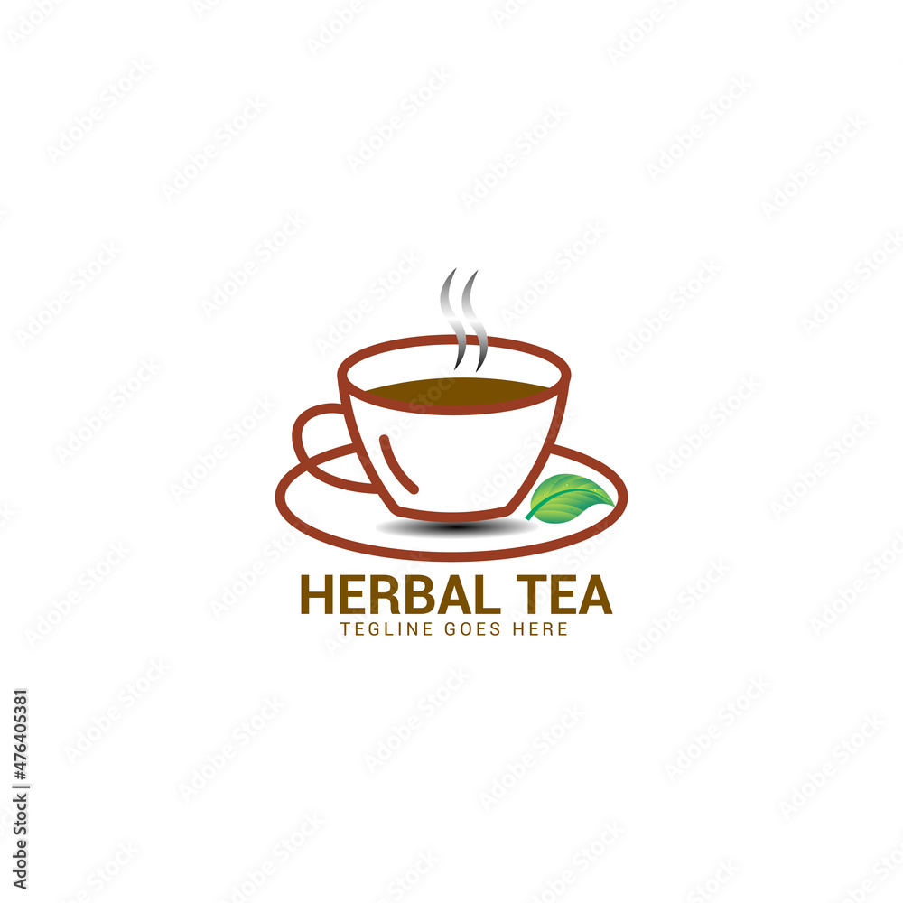 cup logo design element filled with herbal tea leaves cup logo design element filled with herbal tea leaves