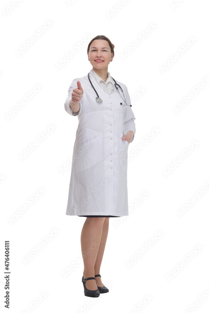 female doctor with a stethoscope . isolated on a white background. female doctor with a stethoscope . isolated on a white background.