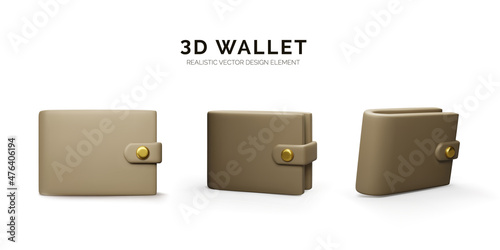 3d wallet collection in cartoon realistic style