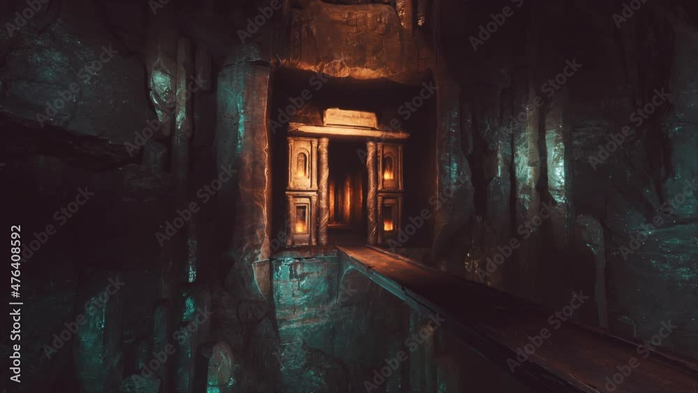 old stone bridge in underground world old stone bridge in underground world