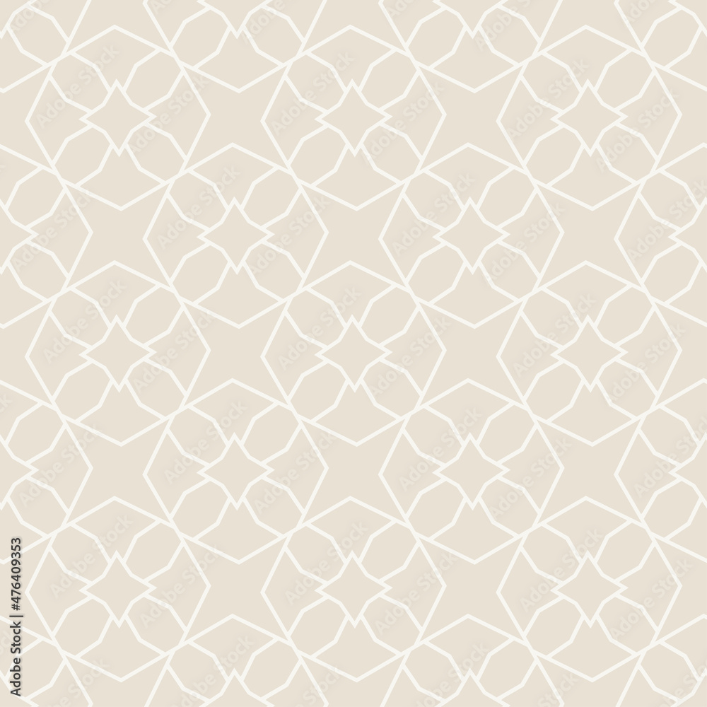 Background image with linear decorative ornament on a light beige background for your design projects, seamless pattern, wallpaper textures with flat design. Vector illustration