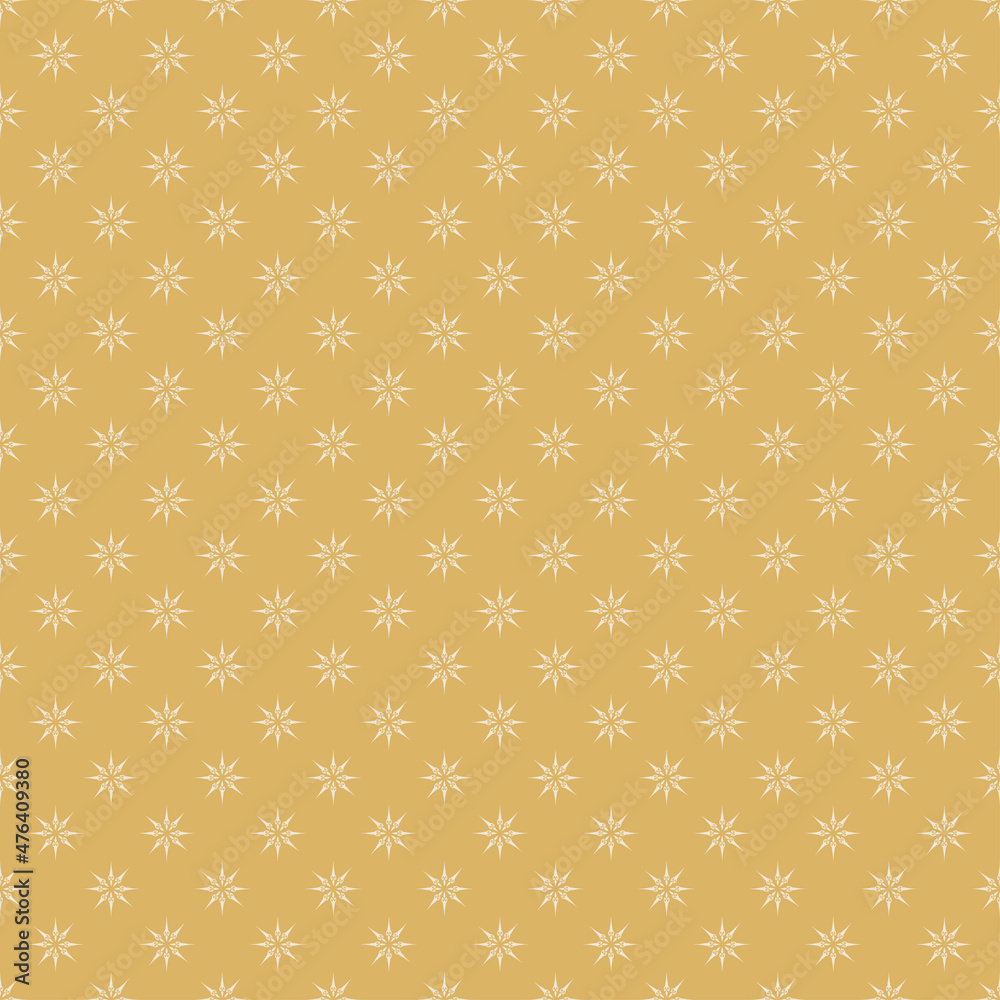 Background image with simple decorative star ornament on gold background for your design projects, seamless pattern, wallpaper textures with flat design. Vector illustration