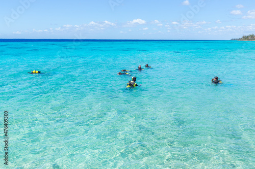 DIvers in beautiful blue water, Playa Giron, Cuba
